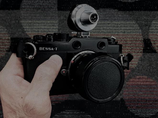 Image of a Voigtlander Bessa T Rangefinder Camera with a Leitz Viewfinder